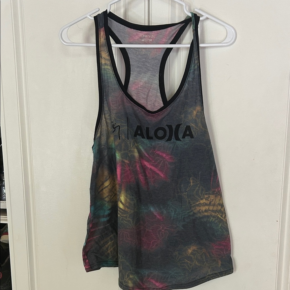 HURLEY ALOHA Nike dri-fit small Yoga Tie-Dye Racerback Tank Top